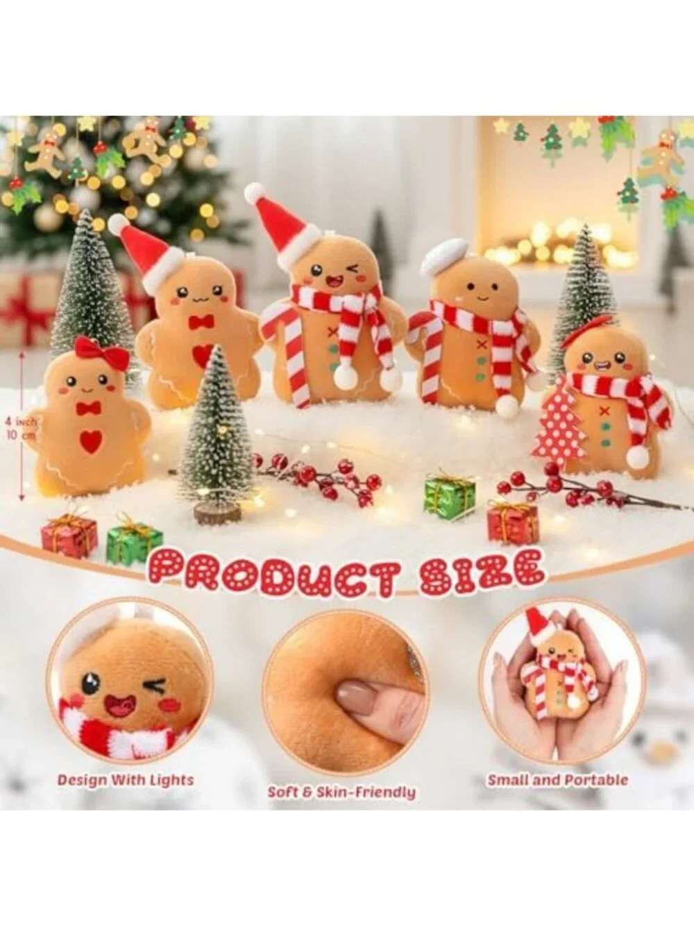 15 Pcs Mini Gingerbread Man Plush Toys - Cute Keychains for Christmas & Parties